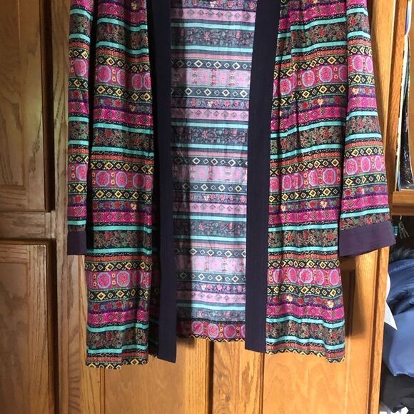 Vintage Lady Carol of NY Pink Floral & Striped Open Jacket Size 14 - Picture 5 of 13